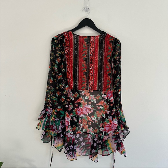 Free People x Revolve Magic Hour Wrap Top in Black Combo Size Small - Picture 3 of 10